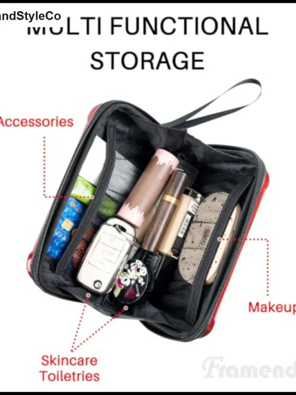 Hard Shell Cosmetic Case Mini Suitcase Purse Crossbody Bag with Detachable Strap